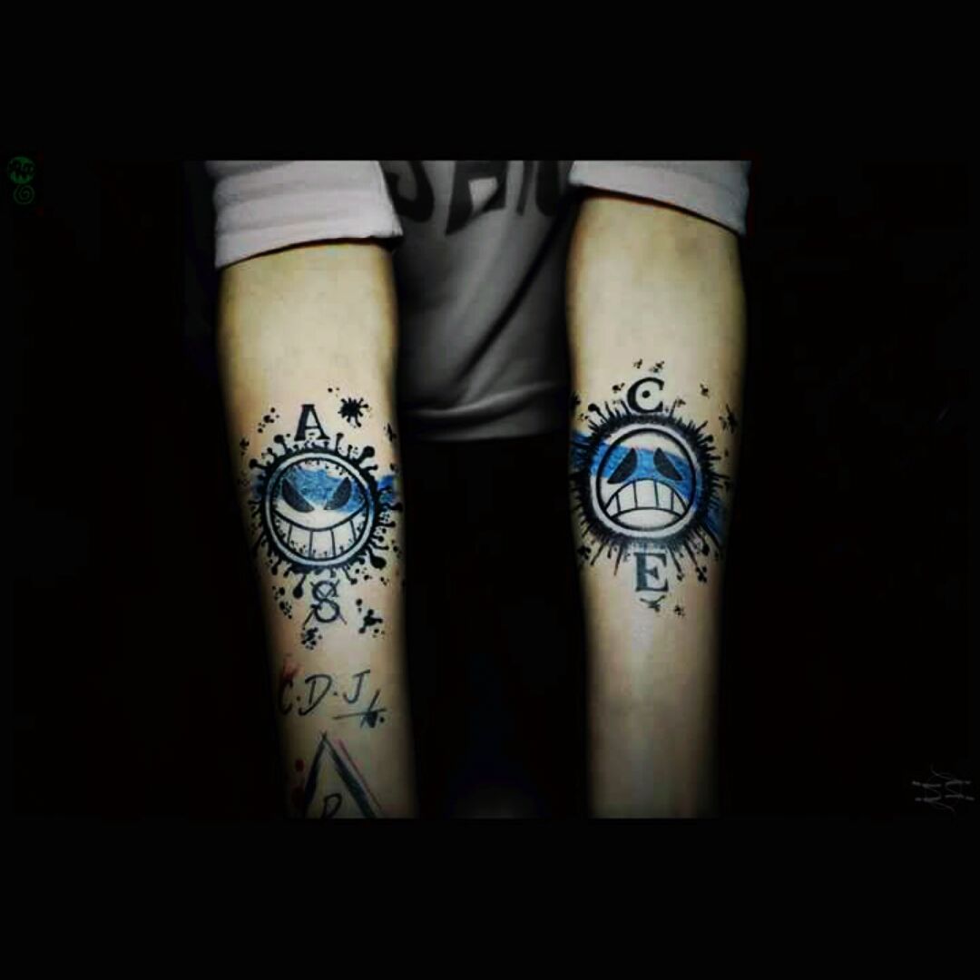 AceSaboLuffy tattoo on my leg by yakirtattooer on Instagram  rOnePiece