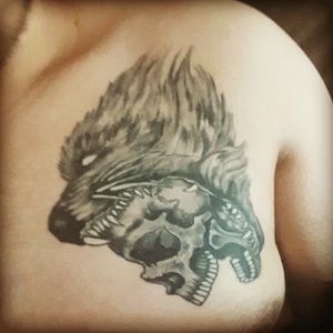 Wolf and skull