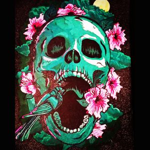 #skull #flowers #myartwork #notmydesign #pointillism