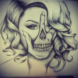 Drawing i made of this pretty girl #girl #tattoo #tattooidea #skull