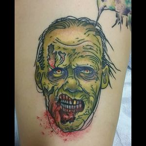 Who doesn't love zombies?? #zombietattoo #zombies #watercolor #upperthigh