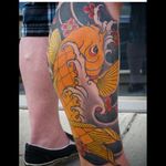 Koi Fish done by Nathan Donahoe at Ace of Swords in Regina, SK #koi #fish #japanese #traditional #aceofswords  #hashtag #calf