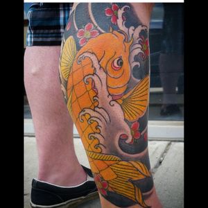 Koi Fish done by Nathan Donahoe at Ace of Swords in Regina, SK#koi #fish #japanese #traditional #aceofswords  #hashtag #calf