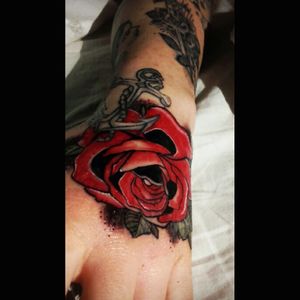 Rose, red, hand