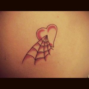 First tattoo on my 18th birthday #heart #firsttattoo #spiderweb #smalltattoo #smalltattoo #small #purple