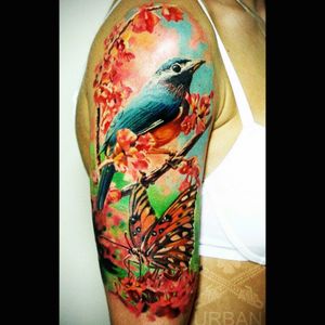 #bird #color #detail #floral #armtattoos