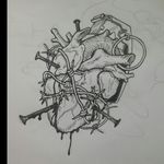 Wannabe a tattoo artist.. #heart #granade #nails #blackwork #sketch