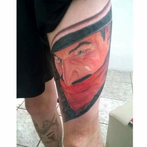 The shadow. Original artwork of Alex Ross.  Did this piece Last year. Around 12 hrs of work. #theshadow #alexross #ComicBookTattoo #tattoo #tattootime #inklife #realistic #tattoorealista