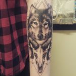This is where I decided to progress more on my full sleeve :D #fullsleeve #wolf #ramskull #blueeyes #wolftattoo
