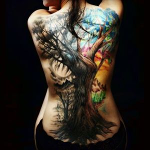 My #dreamtattoo is a full back piece of good vs evil. I don't have any specific drawing of what I want. This is the best picture I could find but it has the idea I want.