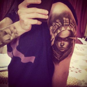 My Native american warrior girl tattoo... #tattoo #nativeamerican #Indianwomantattoo #warriortattoo #redink #AggelosNast #tattooligans