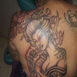 This a tattoo I did on my wife of a geshia