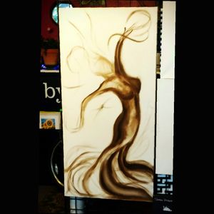 #dreamtattoo painting I started and didn't finish a tree lady. So when I didn't feel like painting it I sculpted it out of clay.