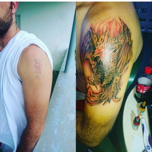 Befor and after #TATTOO #phoenix #coverup