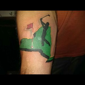 I love golf, this is my own design I came up with, the flag is where my home golf course is in New York with the silhouette of the PGA tour logo guy!