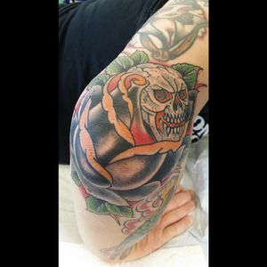 Black rose of death by Steve Byrne #tattooed #traditional #traditionaltattoo #inked #inkedlife #inkaddict #tattooedgrandpa #tattoos