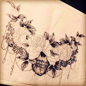 #skull #floral #flower #flowers #blackAndWhite #drawing