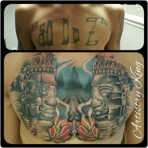 Cover up chest tattoo. Artistry King Tattoo, Vancouver Washington.#coverup #CoverUpTattoos #AsianTattoos #colortattoo