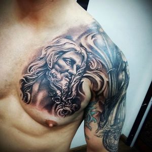 In progress By Alexandre Dallier#religion #tattoos #tatuagem #tatoauges #ink #inksav #superb_tattoos #blackandgraytattoos #blackandgrey #tattoorealism #realism #tattoo #tattooartist #tattooist