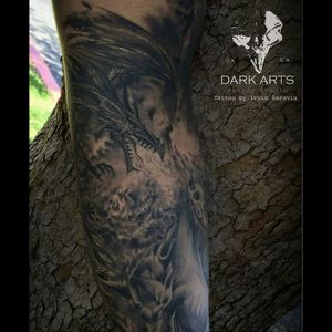fantasy dragon tattoo by Irvin Saravia you can msg me at 805 824 6170 #Intenzetattooink #dragontattoo