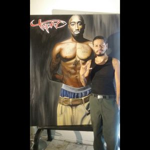 Am not sure if we can post paintings but here goes nothing . Life size Tupac oil painting  I made  #selftaughtartist #tupaclove#cesarmojicaart #paintbrushonly #oilpainting  #artshare