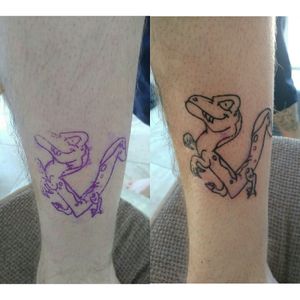 Did this on myself yesterday#tattoo #dinosaur #velociraptor #selfinked #selftattoo #inked #gottostartsomewhere #barryb_tattoosandgraffiti