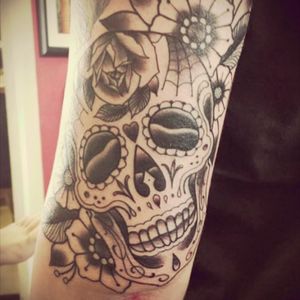 #dayofthedead #sugarskull #tattoos #freshink #outline #oldpic