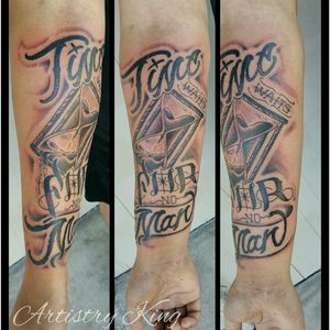 Time waits for no man tattoo. Artistry King Tattoo, Vancouver WA#forearmtattoo #hourglass #hourglasstattoo #blackandgrey #blackandgreytattoo