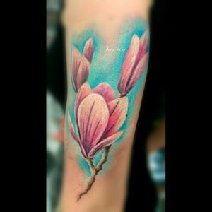 Realistic Magnolia Flowers in color