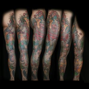 Japanese leg sleeve!! Tattoo done by Mase @ Eternal Instinct Tattoo in Melbourne, Australia!! #tattoo #legsleeve #japanesesleeve #japanese #samuraitattoo #snaketattoo #cherryblossomtattoo #melbourne #tattooartist #legtattoo