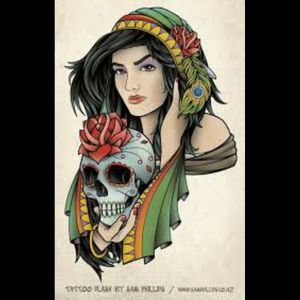 My #dreamtattoo would be similar to this, except a gypsy holding an hour glass
