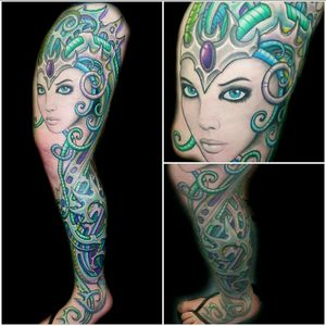 This is my Beautiful Biomech Leg, Tattooed bt Elliot Ross..#Feminine Biomech #vibrantcolours#Tattoos