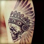 Cool black & grey native Indian headdress skull tattoo #dreamtattoo #mydreamtattoo