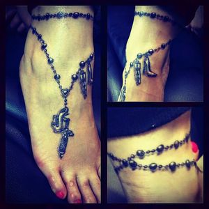 Rosary with a tattoo machine instead of a cross.#rosarytattoo #rosary #blackandgreytattoos #blackandgrey #tattoomachine #foottattoo #montreal #monsterink514