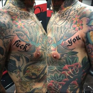 Fuck you chest & bodysuit tattoo#dreamtattoo #mydreamtattoo