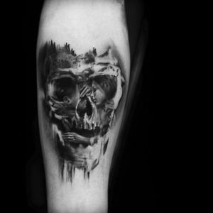 Awesome superimposition black & grey skull tattoo #dreamtattoo #mydreamtattoo