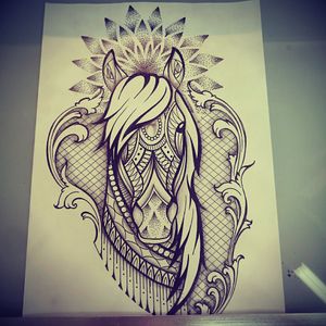 Horsey #drawing #tattoo #tattoodesign #mandala #dotwork #fillegree