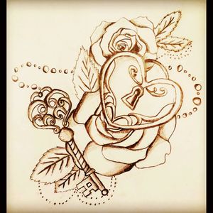 Sketch of something I drew that I want. Add color and shadowing. #drawing #key #heart #locket #roses