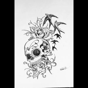 Would love this Sugar Skull as a tribute to those that have impacted my life and have been taken away. Each swallow would then represent a person. @amijames @tattoodo #dreamtattoo