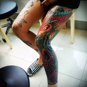 Beatiful Japanese Tattoo #tattoodobabes #leg #japanesetattoo #oriental #traditional