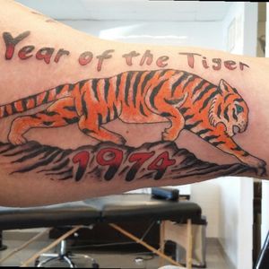 3rd tattoo. Another birthday present to myself. Age 42. My Chinese Calendar animal. Done by Larry Shaw II from 3rd Generation Ink, Houston, TX.