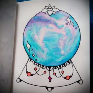 Sketch of the evening Tattoo idea Crystal ball Work in progress #tatttoo #Tattoodo #sketch #ideas #watercolor #wip #kawaii #girly #comments #commentifyouwant