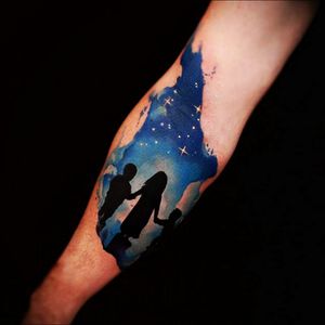 Sick watercolour night sky silhouette tattoo#dreamtattoo #mydreamtattoo