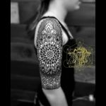 Cool black & grey geometric 1/2 sleeve tattoo #dreamtattoo #mydreamtattoo