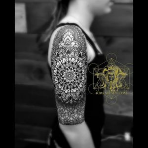 Cool black & grey geometric 1/2 sleeve tattoo#dreamtattoo #mydreamtattoo
