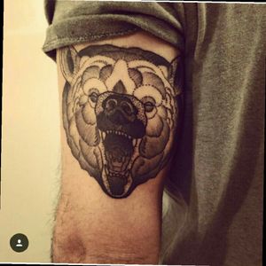Bear tattoo made by Kubabeggybex @UtopianTattooTribe #tattoo #bear #beartattoo #dotwork #blackwork #dreamtattoo