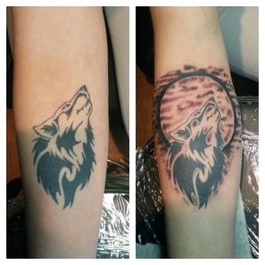 Before and after! #tattoo #wolftattoo #tattoomoon #KGINK