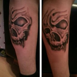 Tattoo skull #tattoo #ink #legtattoo #skulltattoo #blackandgreytattoo #KGINK