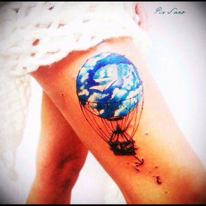 Sick sky hot air balloon & anchor tattoo#dreamtattoo #mydreamtattoo