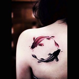 Very pretty red & black, yin & yang, koi fish tattoo #dreamtattoo #mydreamtattoo